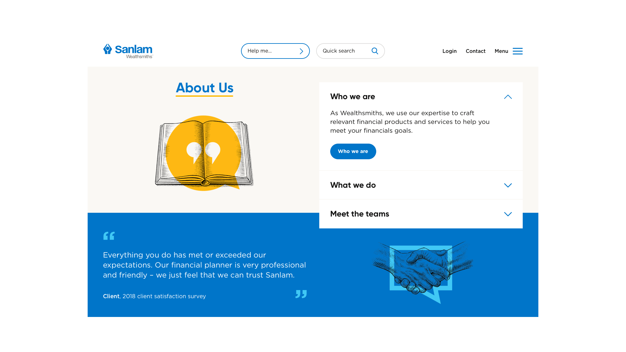 ‘About Us’ section on Sanlam's homepage